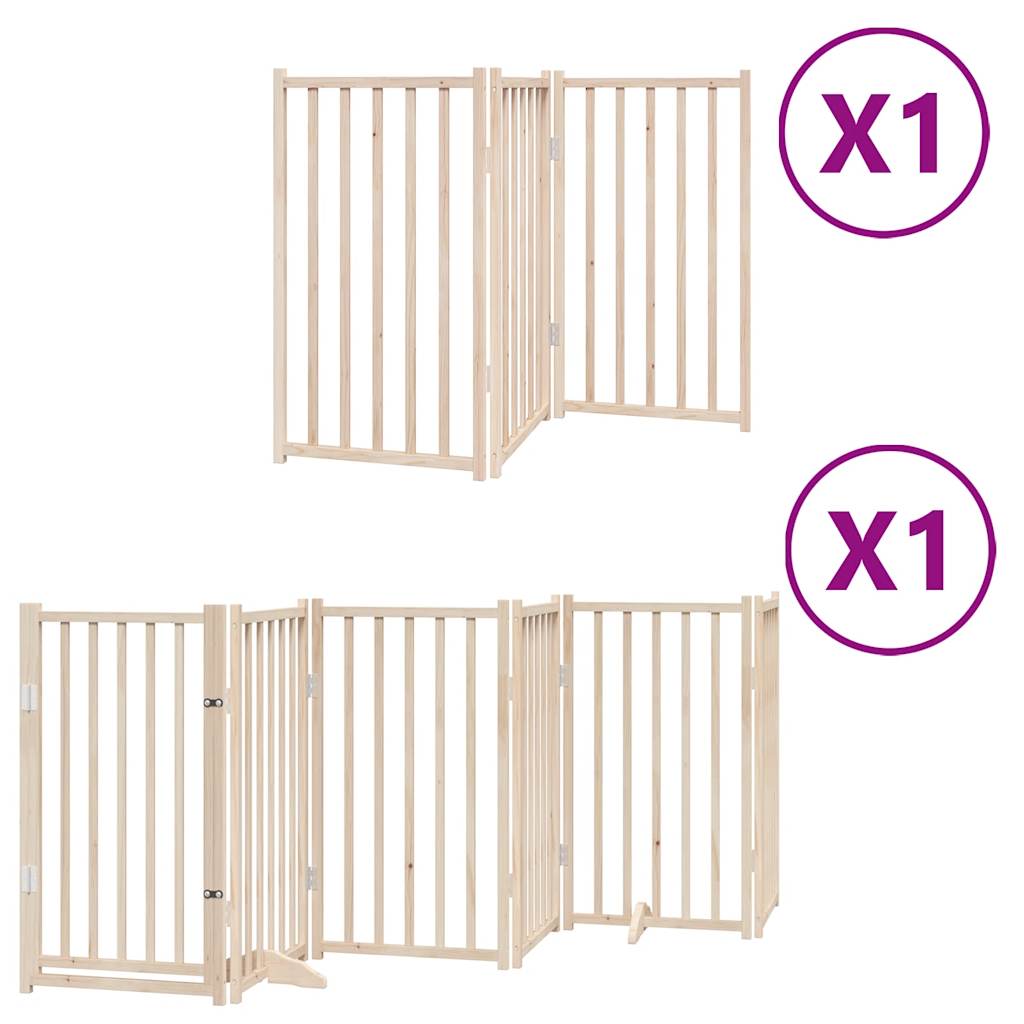 vidaXL Puerta para perros plegable 9 paneles madera de álamo 450 cm