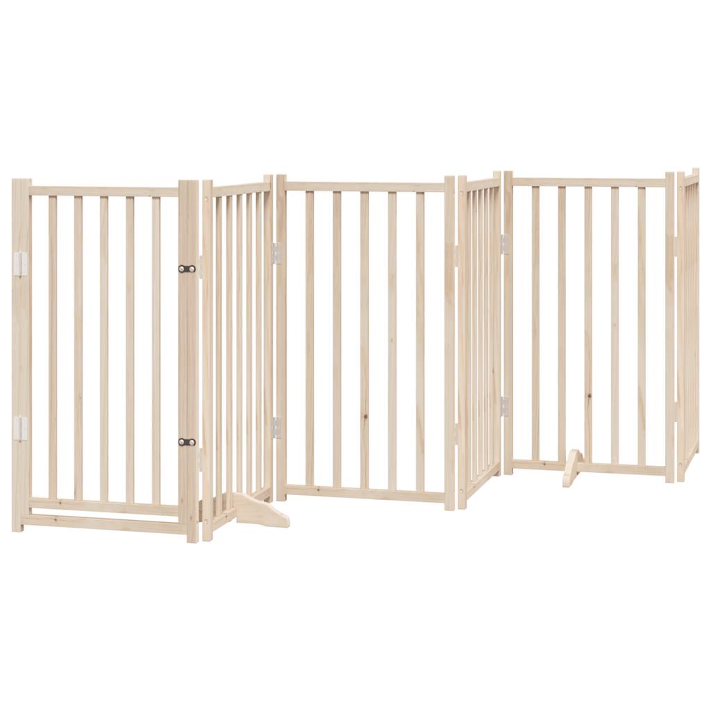 vidaXL Puerta para perros plegable 9 paneles madera de álamo 450 cm