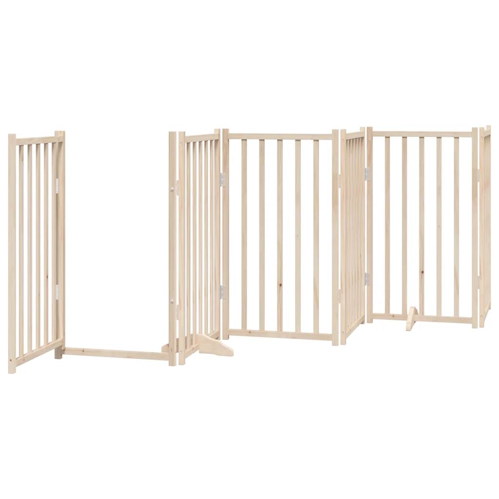 vidaXL Puerta para perros plegable 9 paneles madera de álamo 450 cm