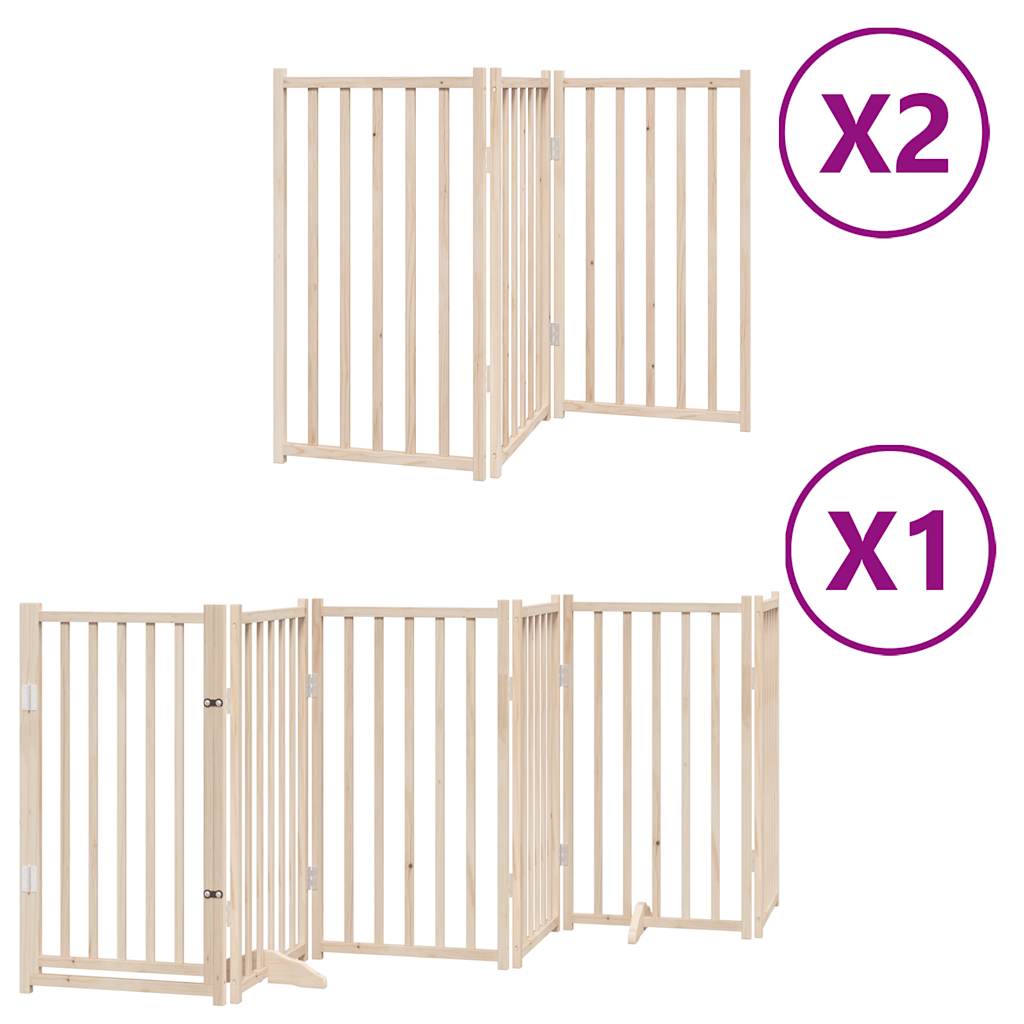 vidaXL Puerta para perros plegable 12 paneles madera de álamo 600 cm