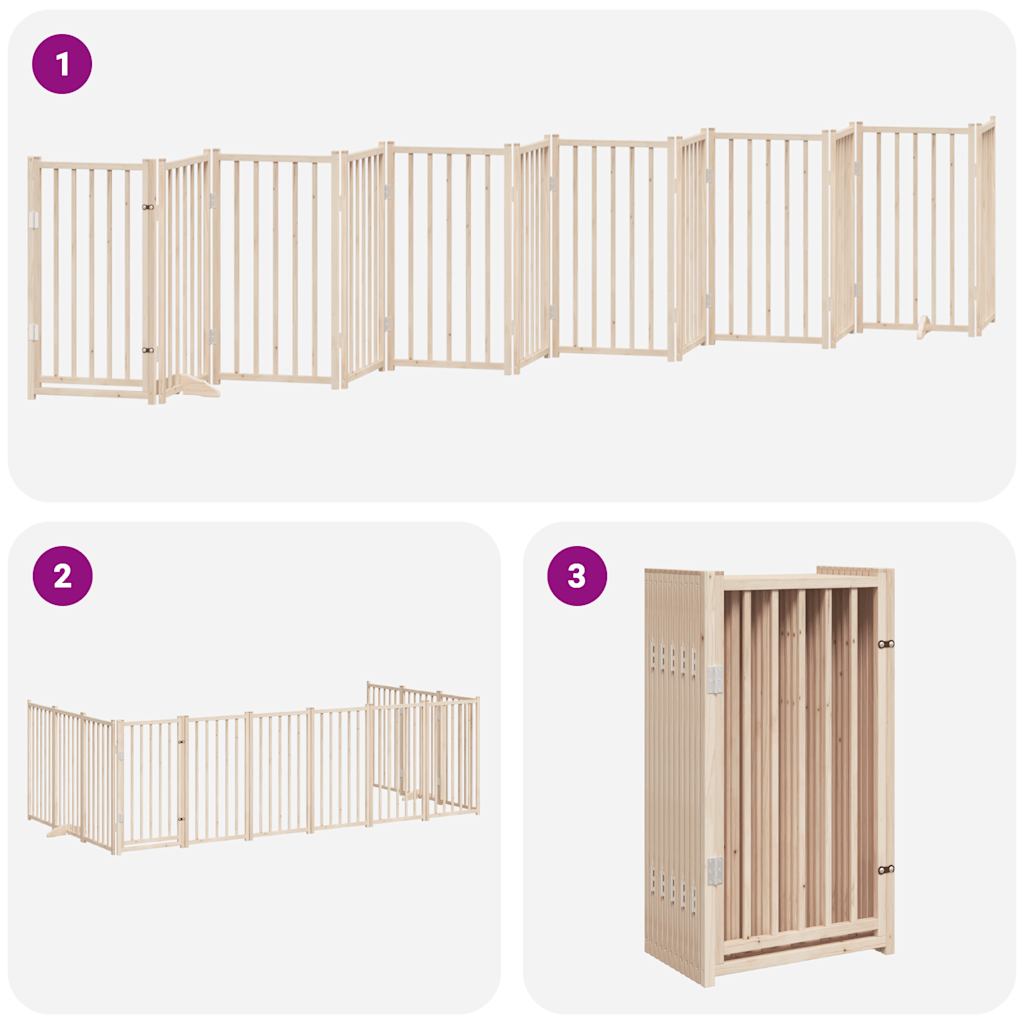 vidaXL Puerta para perros plegable 12 paneles madera de álamo 600 cm