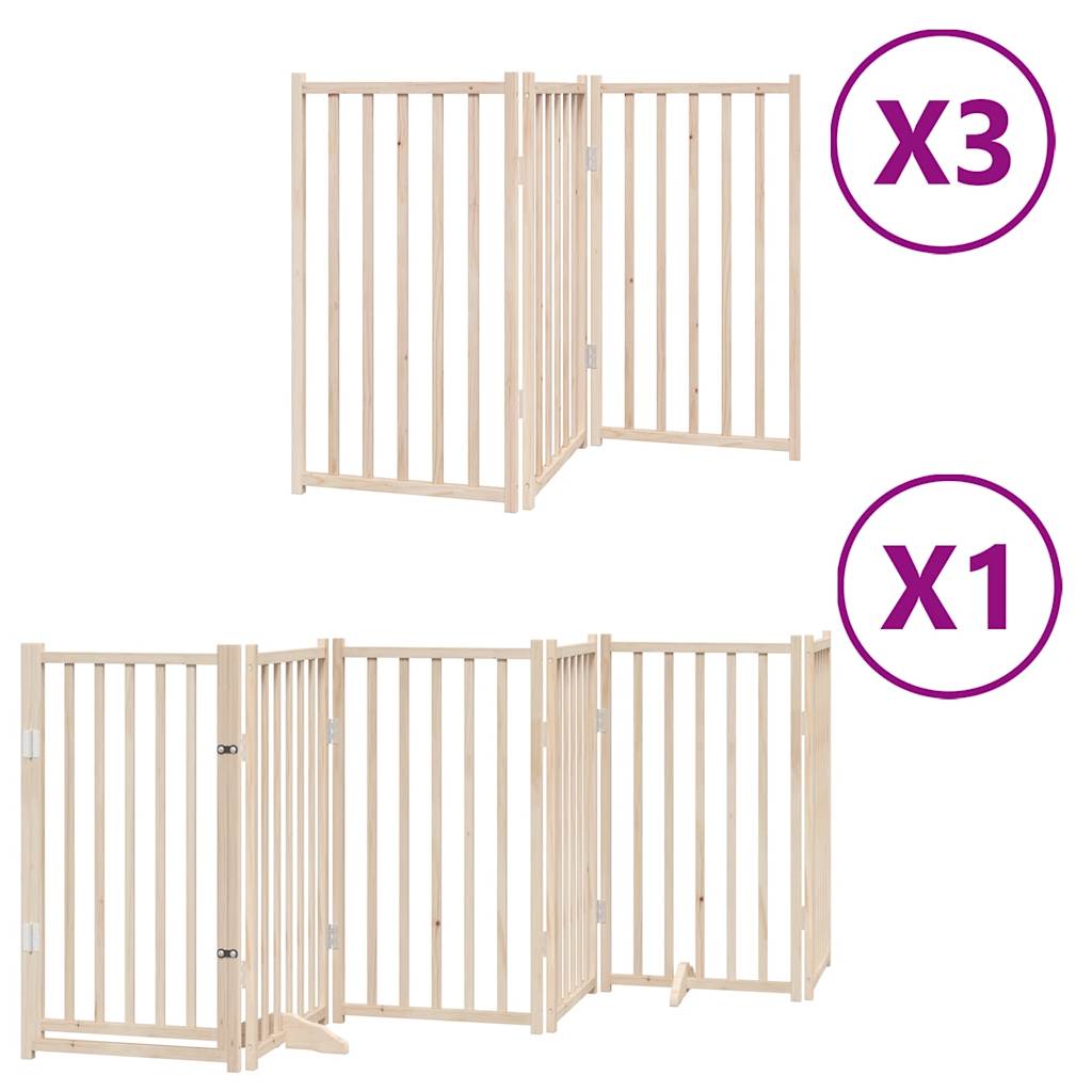 vidaXL Puerta para perros plegable 15 paneles madera de álamo 750 cm