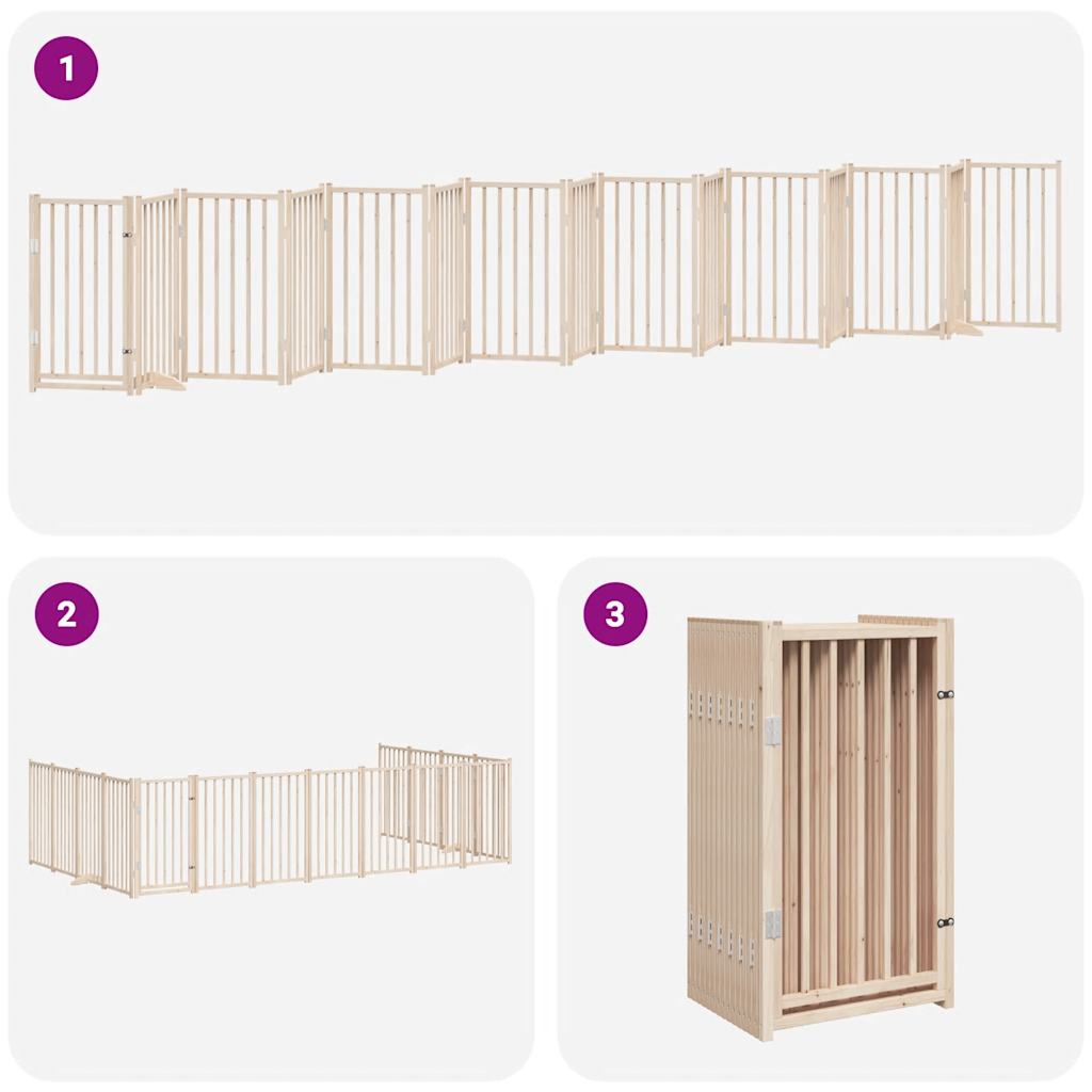 vidaXL Puerta para perros plegable 15 paneles madera de álamo 750 cm