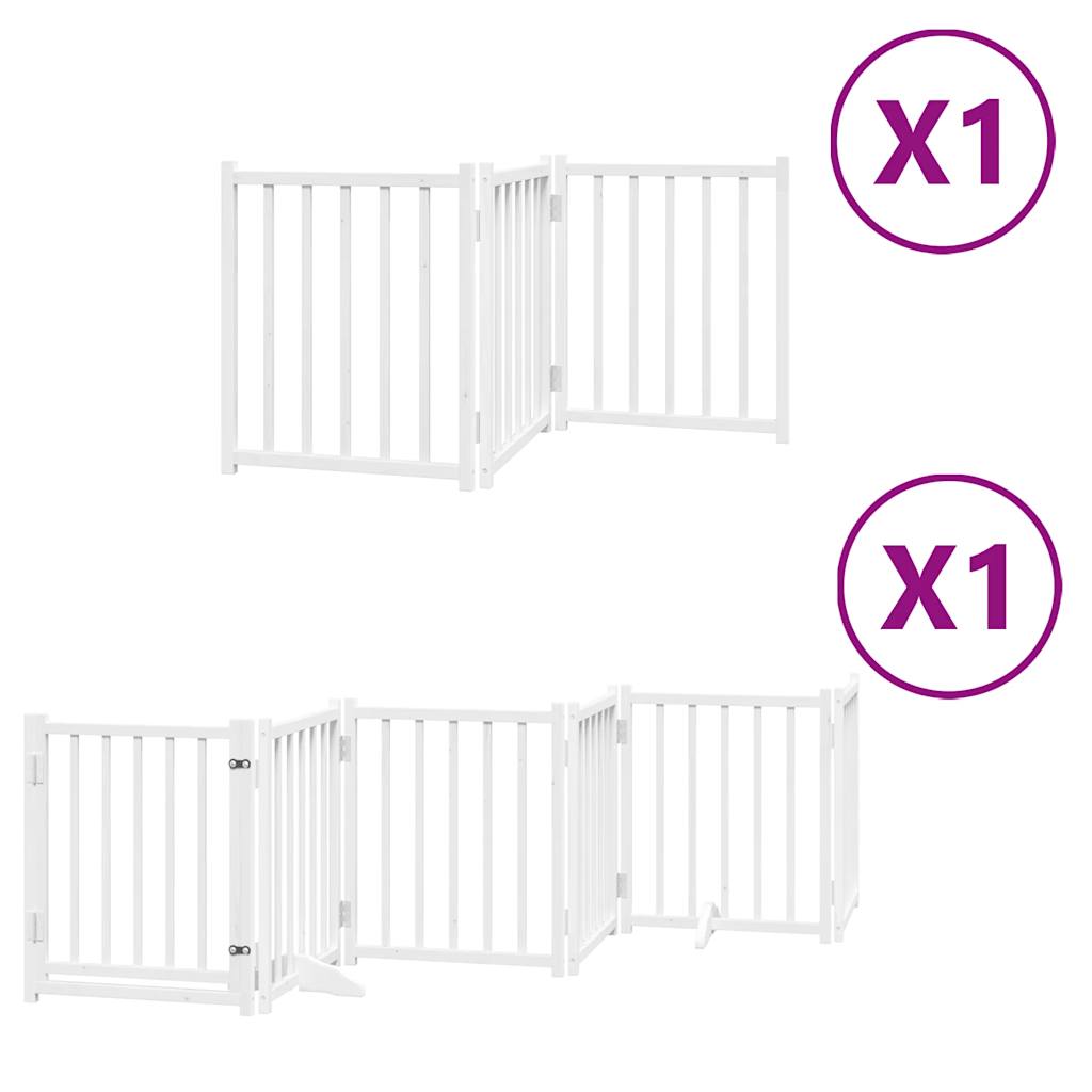 vidaXL Puerta para perros plegable 9 paneles madera álamo blanca 450cm