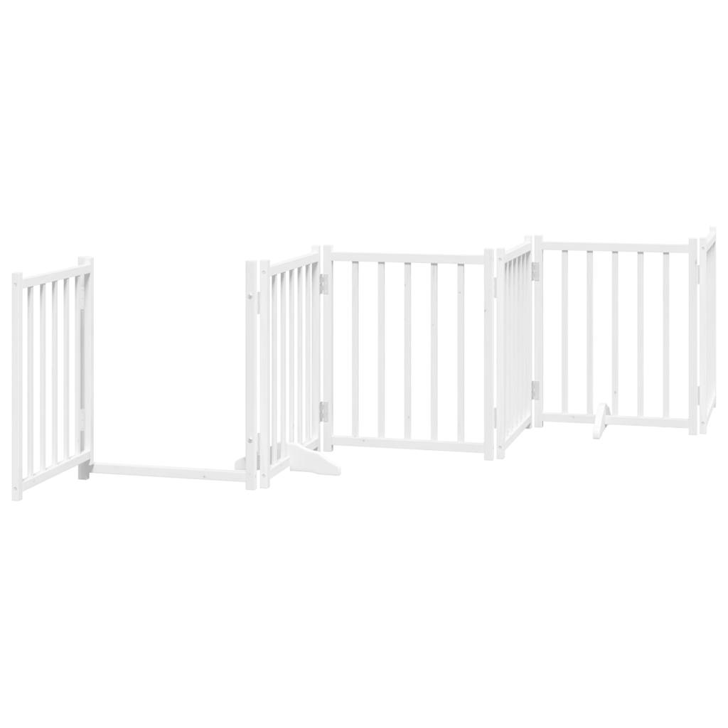 vidaXL Puerta para perros plegable 9 paneles madera álamo blanca 450cm