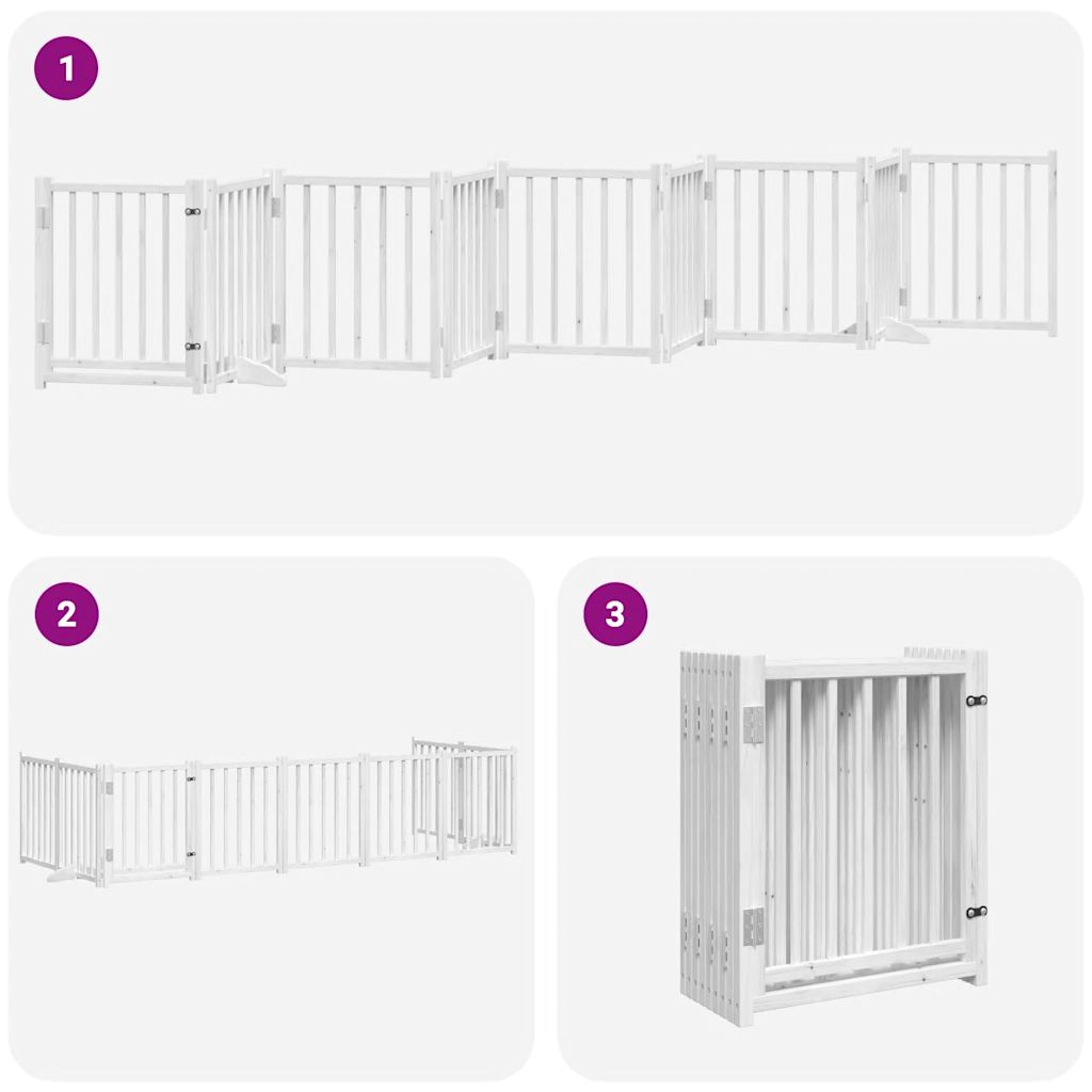 vidaXL Puerta para perros plegable 9 paneles madera álamo blanca 450cm