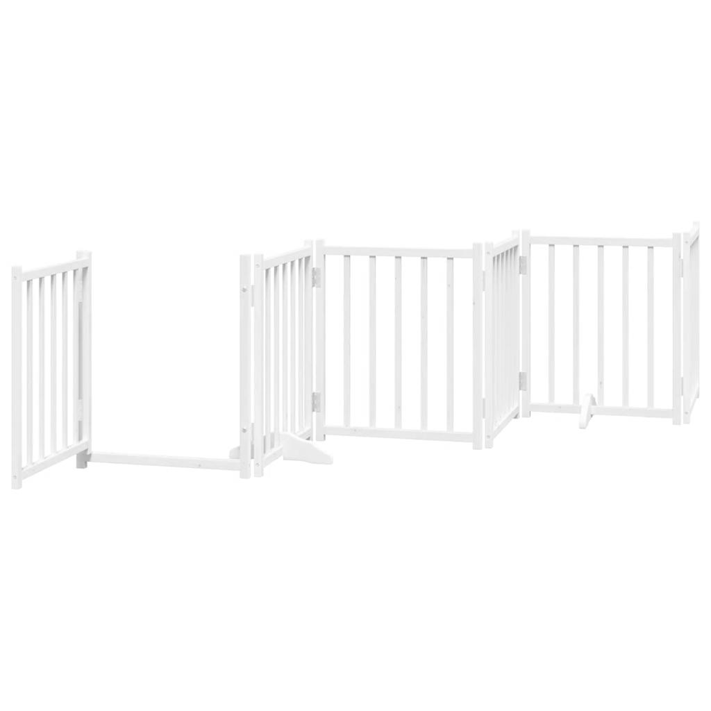 vidaXL Puerta de perros plegable 15 paneles madera álamo blanca 750 cm