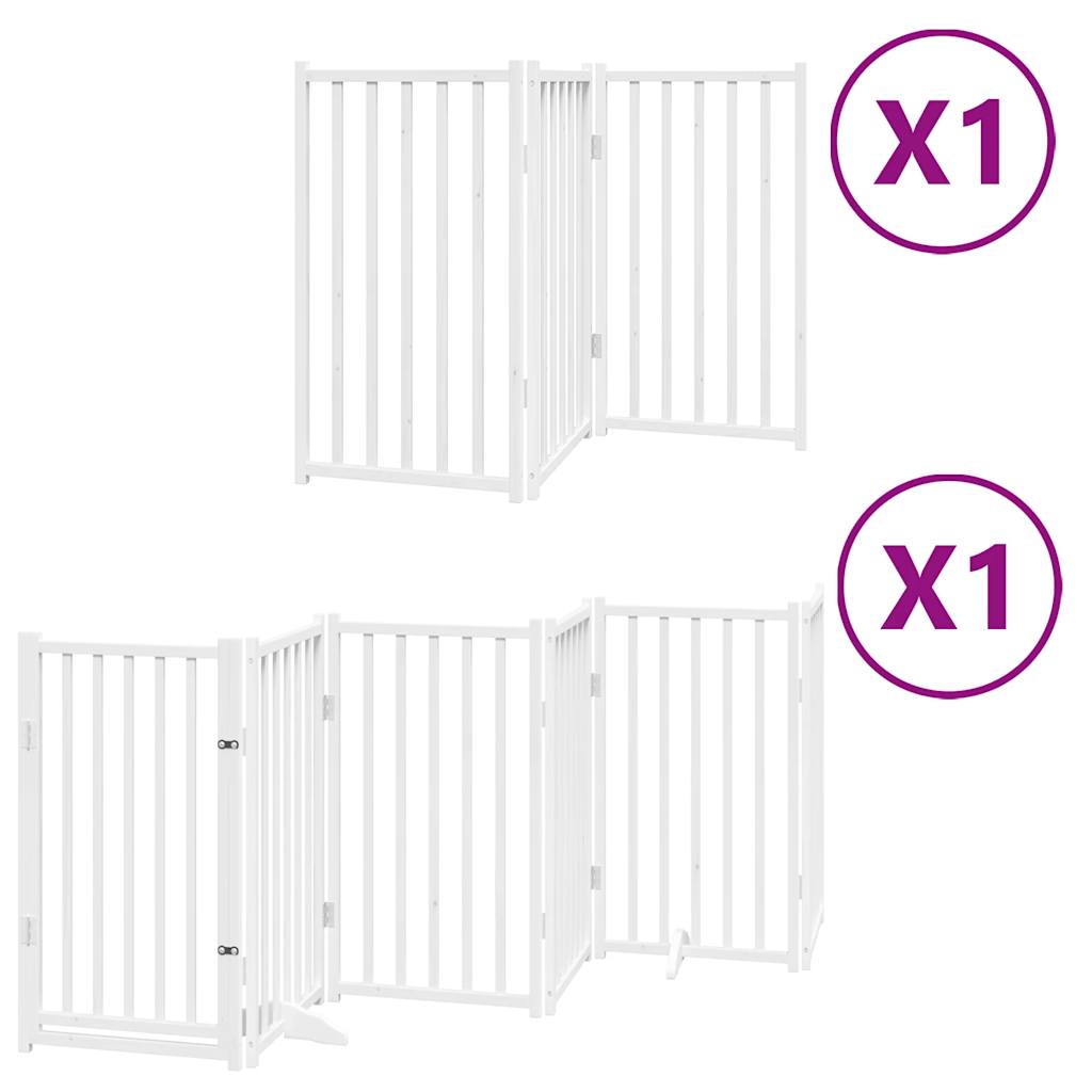 vidaXL Puerta para perros plegable 9 paneles madera álamo blanca 450cm