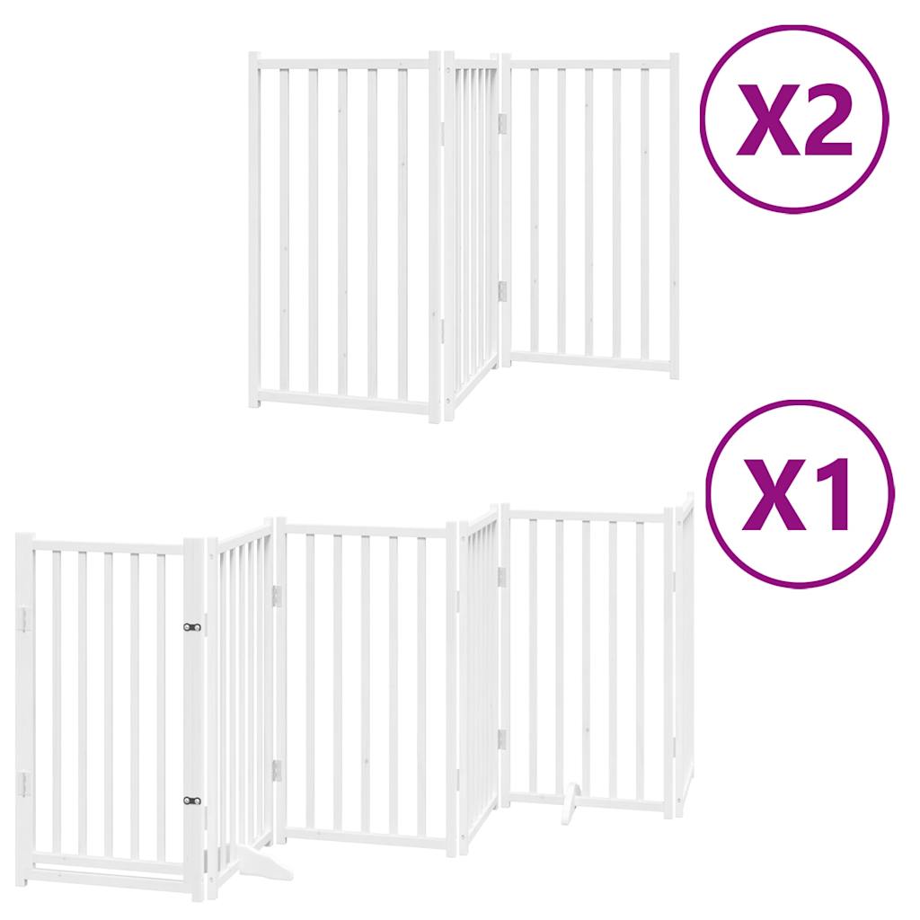 vidaXL Puerta de perros plegable 12 paneles madera álamo blanca 600 cm