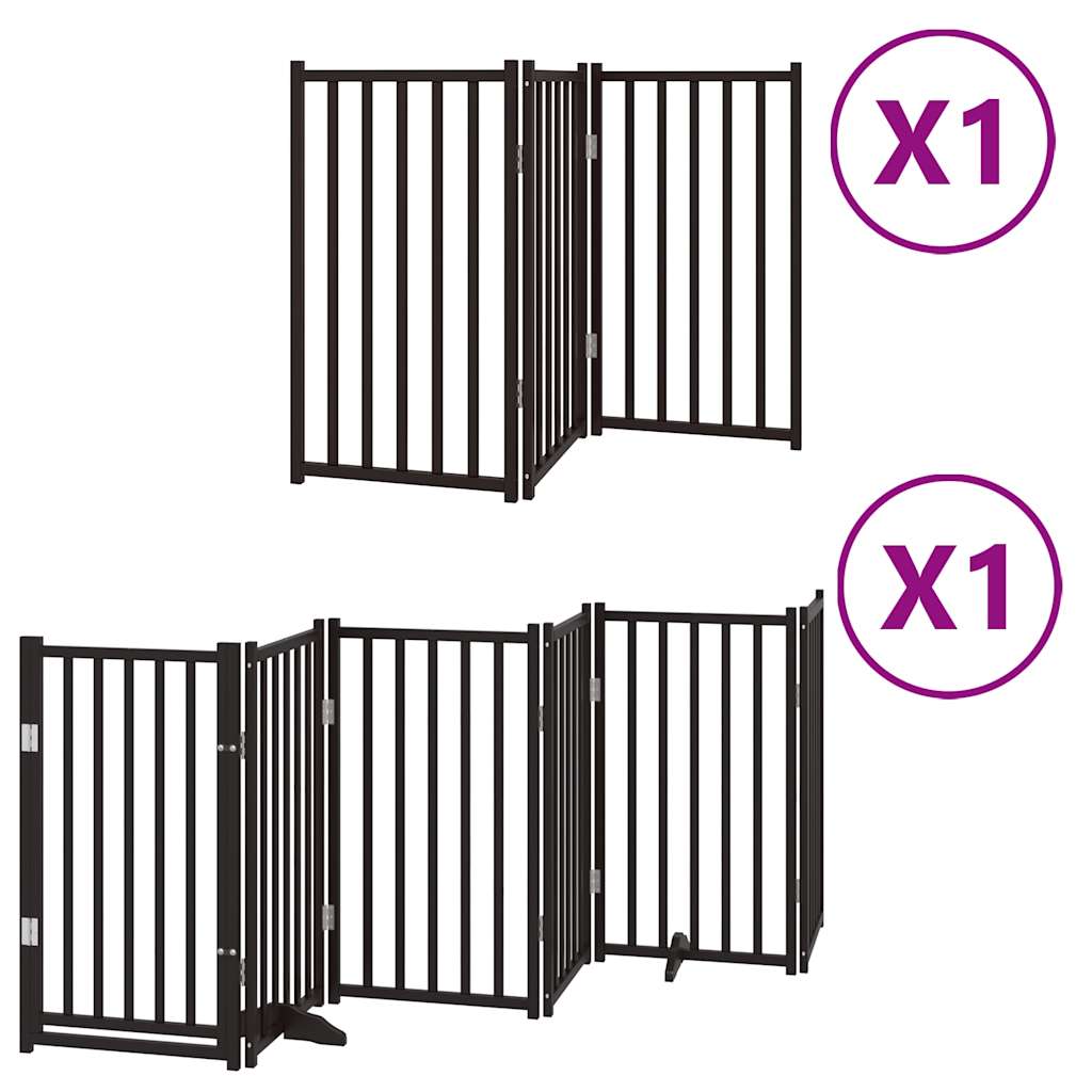 vidaXL Puerta para perros plegable 9 paneles madera álamo negra 450 cm