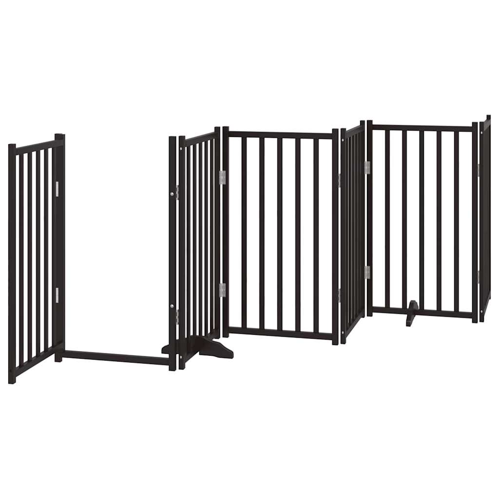 vidaXL Puerta para perros plegable 9 paneles madera álamo negra 450 cm