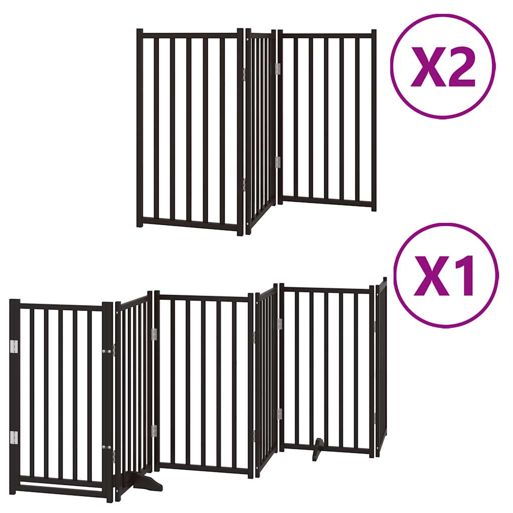 vidaXL Puerta de perros plegable 12 paneles madera álamo negra 600 cm