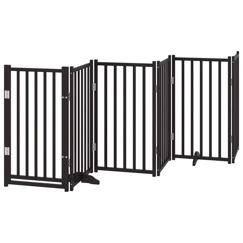 vidaXL Puerta de perros plegable 12 paneles madera álamo negra 600 cm