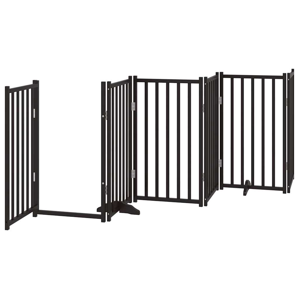 vidaXL Puerta de perros plegable 12 paneles madera álamo negra 600 cm