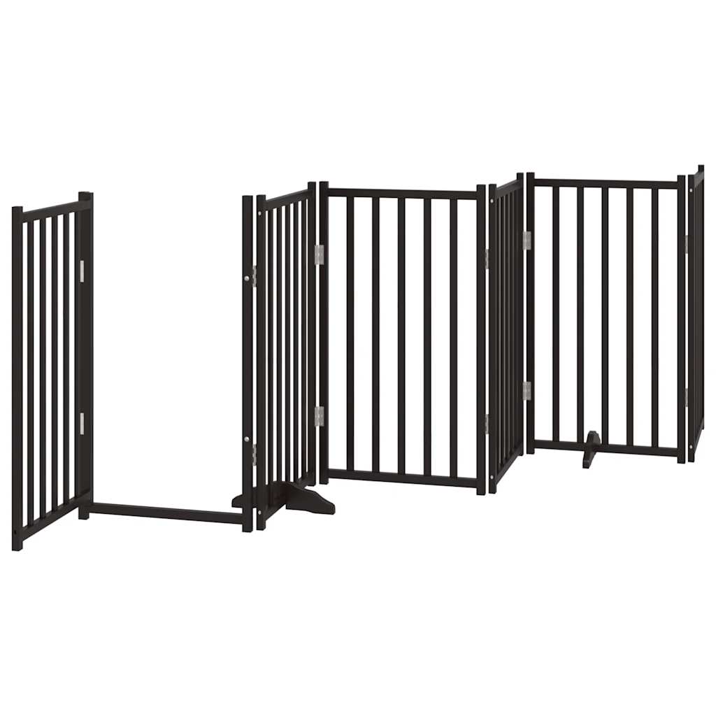 vidaXL Puerta de perros plegable 15 paneles madera álamo negra 750 cm