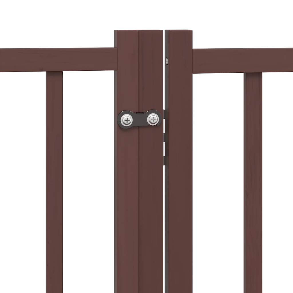 vidaXL Puerta de perros plegable 9 paneles madera álamo marrón 450 cm