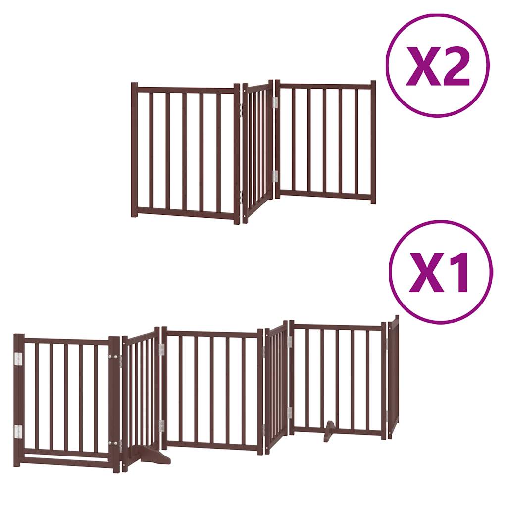 vidaXL Puerta de perros plegable 12 paneles madera álamo marrón 600 cm