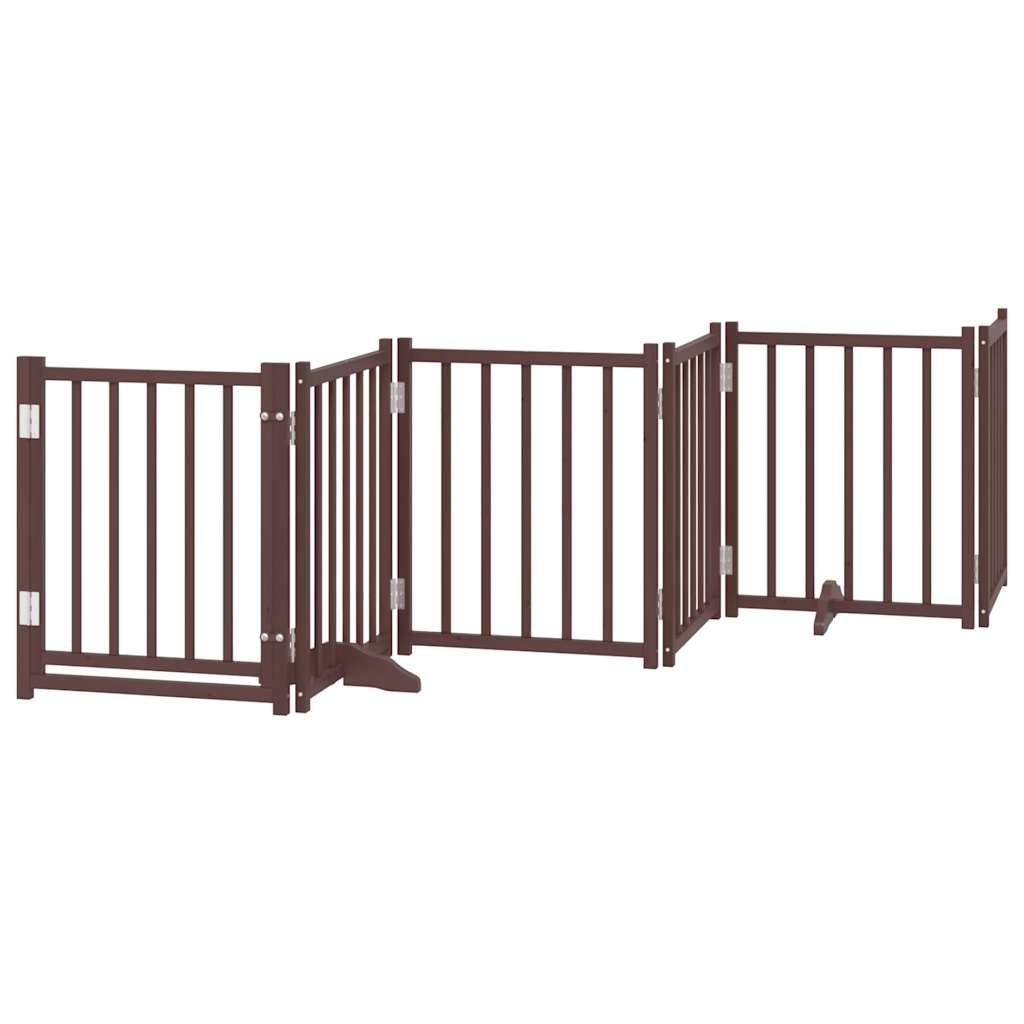 vidaXL Puerta de perros plegable 12 paneles madera álamo marrón 600 cm