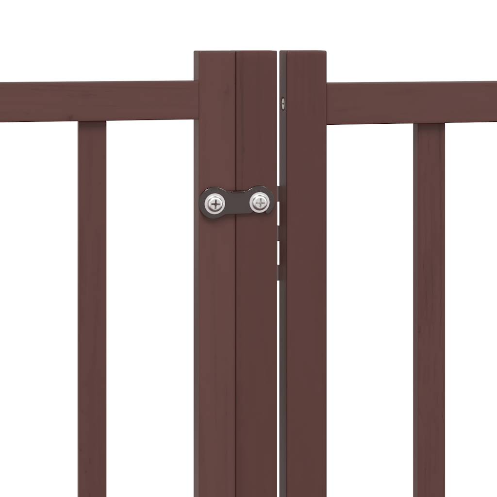 vidaXL Puerta de perros plegable 9 paneles madera álamo marrón 450 cm