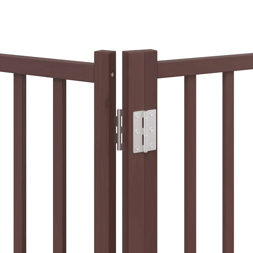 vidaXL Puerta de perros plegable 9 paneles madera álamo marrón 450 cm