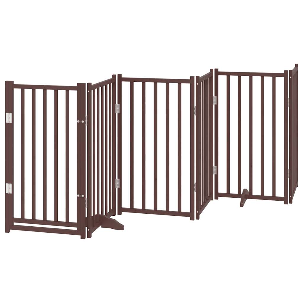 vidaXL Puerta de perros plegable 12 paneles madera álamo marrón 600 cm