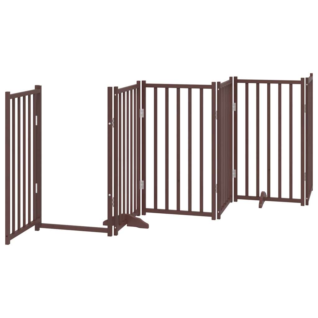 vidaXL Puerta de perros plegable 12 paneles madera álamo marrón 600 cm