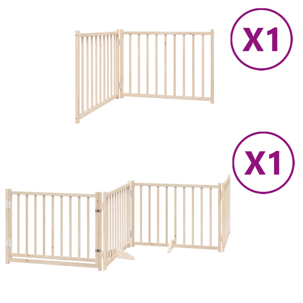 vidaXL Puerta para perros plegable 6 paneles madera de álamo 480 cm