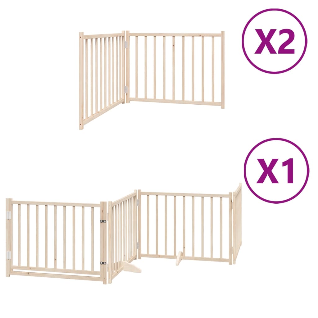 vidaXL Puerta para perros plegable 8 paneles madera de álamo 640 cm