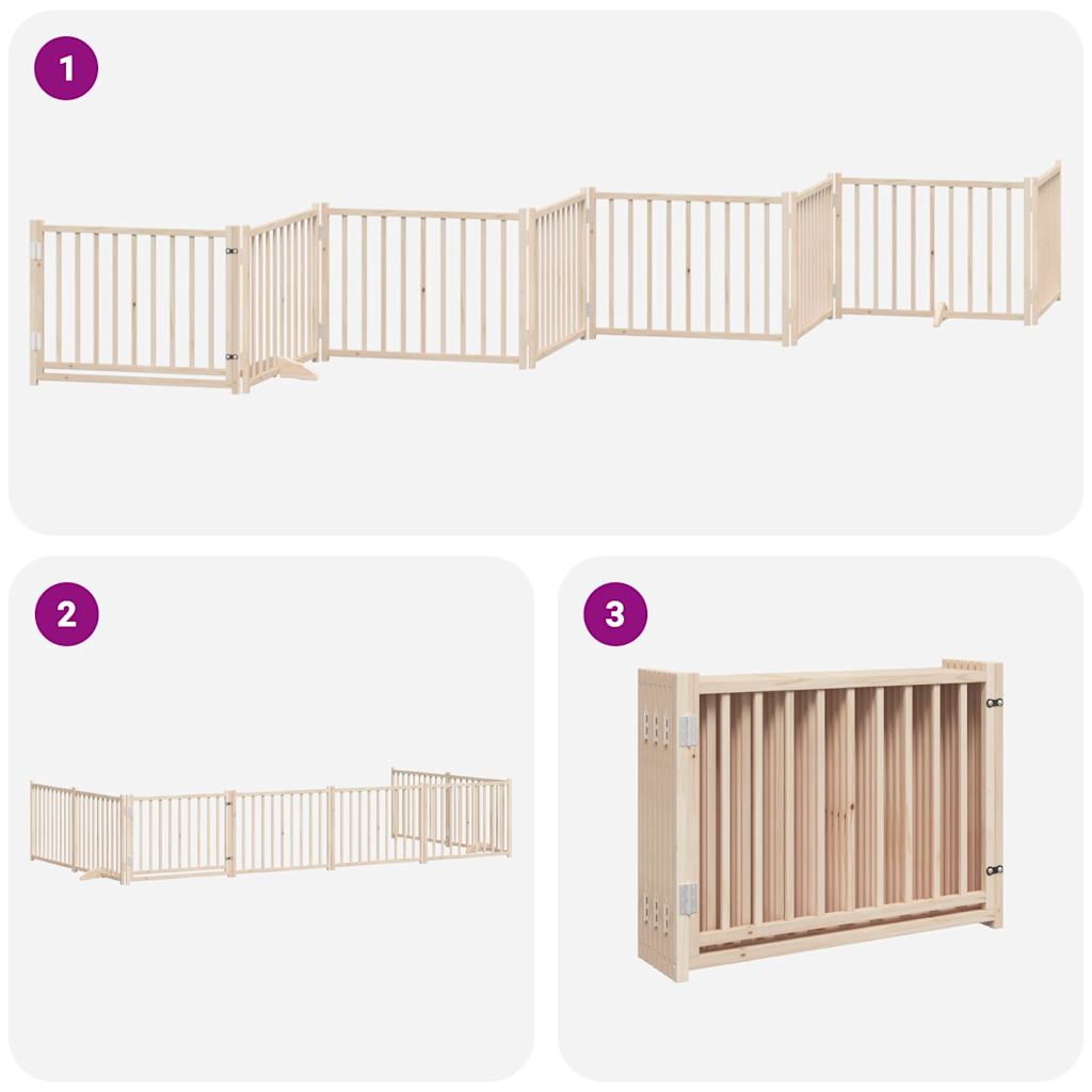 vidaXL Puerta para perros plegable 8 paneles madera de álamo 640 cm