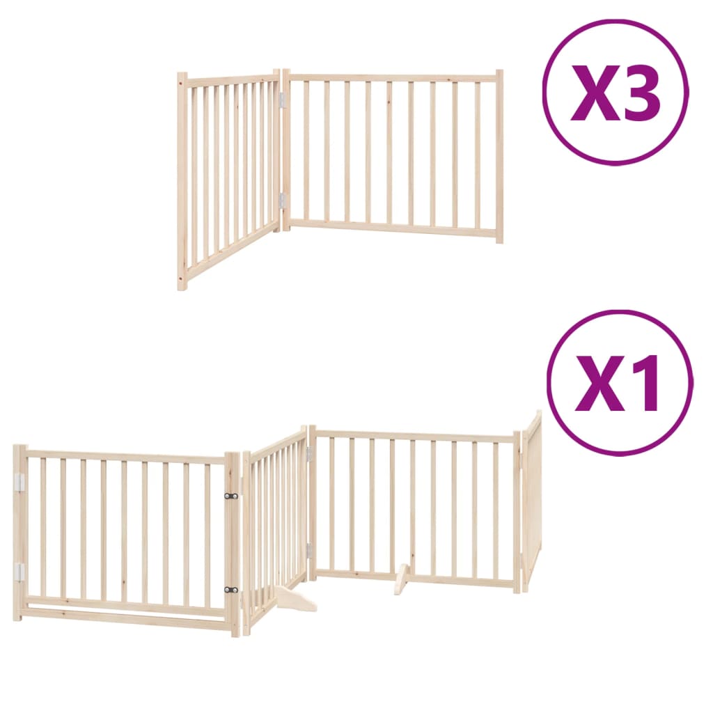 vidaXL Puerta para perros plegable 10 paneles madera de álamo 800 cm