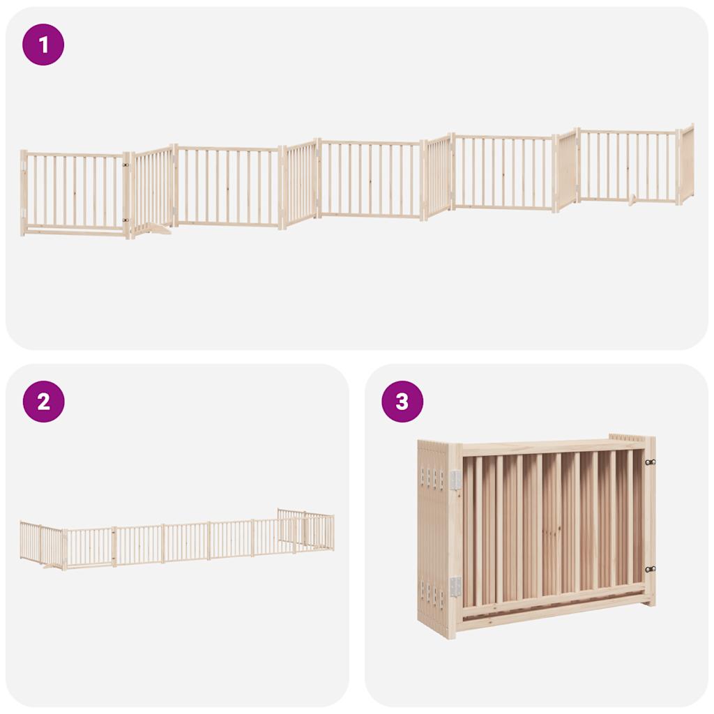 vidaXL Puerta para perros plegable 10 paneles madera de álamo 800 cm