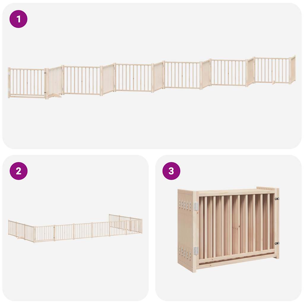 vidaXL Puerta para perros plegable 12 paneles madera de álamo 960 cm