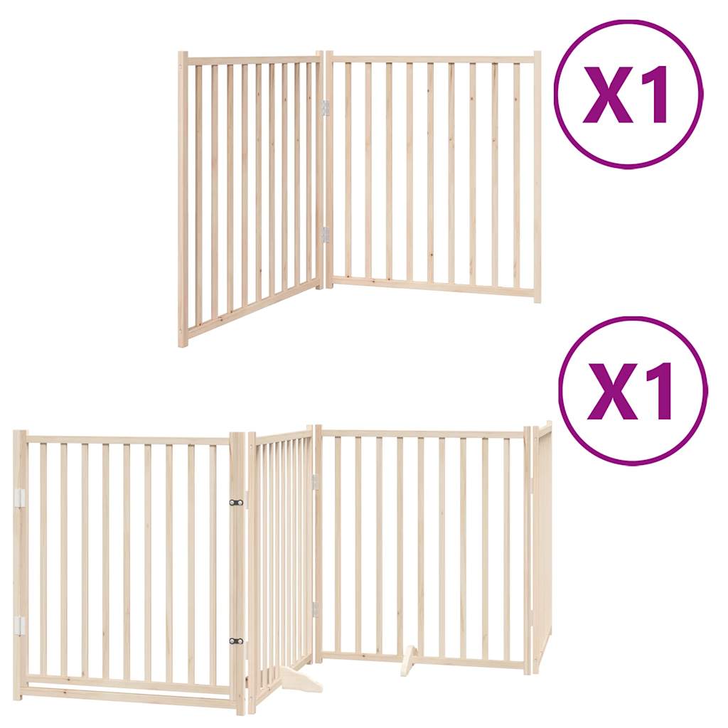 vidaXL Puerta para perros plegable 6 paneles madera de álamo 480 cm