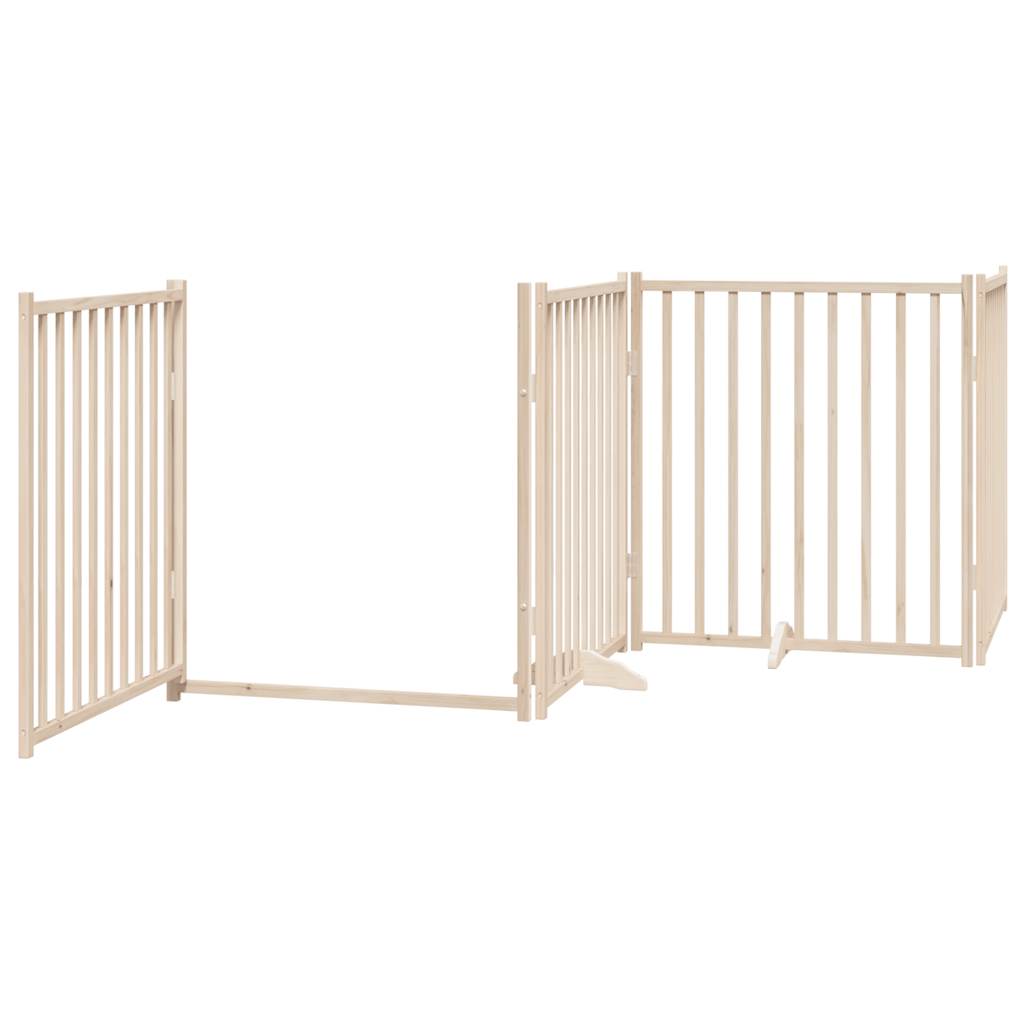 vidaXL Puerta para perros plegable 6 paneles madera de álamo 480 cm