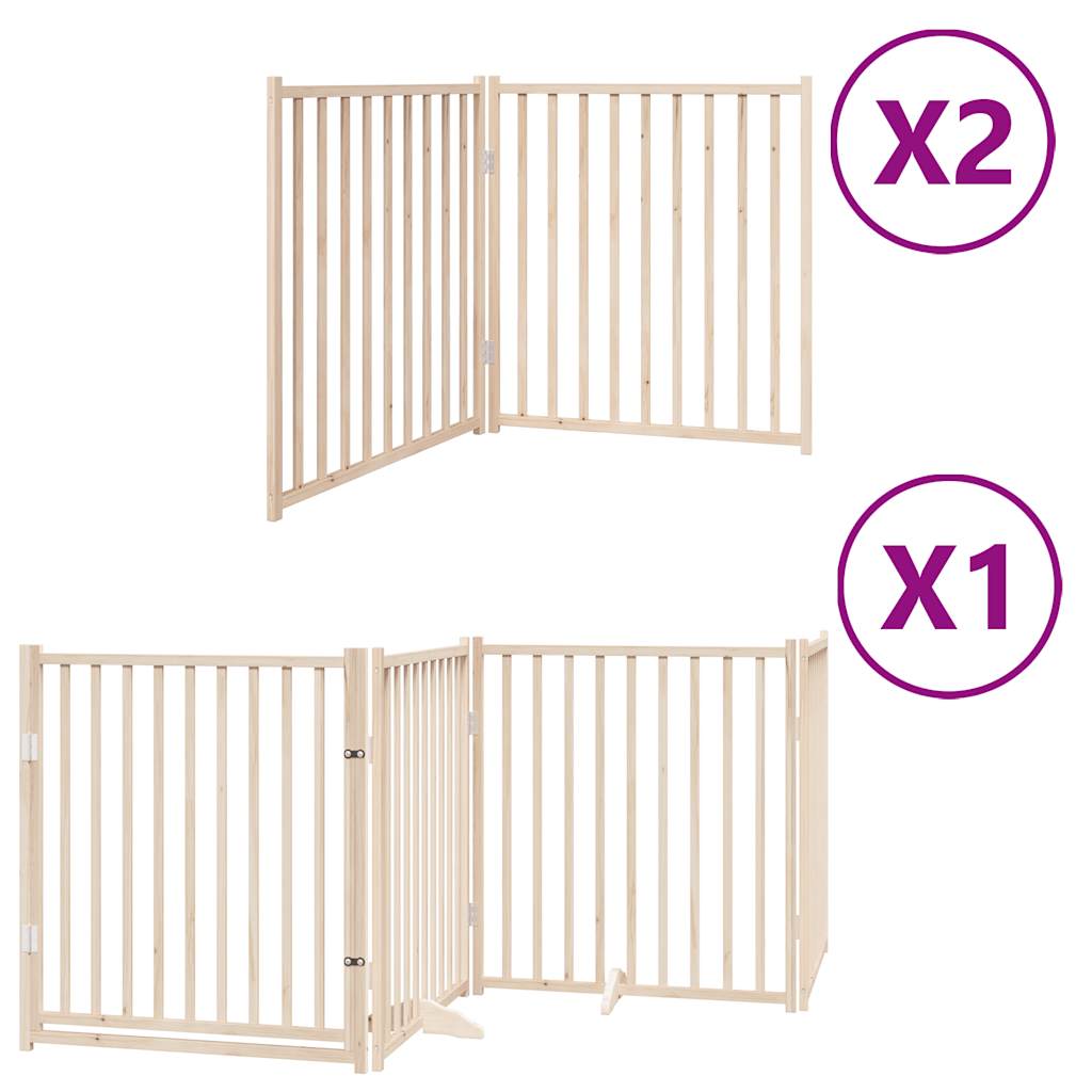 vidaXL Puerta para perros plegable 8 paneles madera de álamo 640 cm