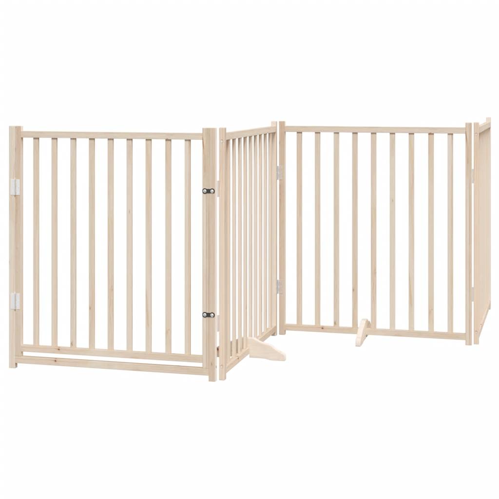 vidaXL Puerta para perros plegable 8 paneles madera de álamo 640 cm