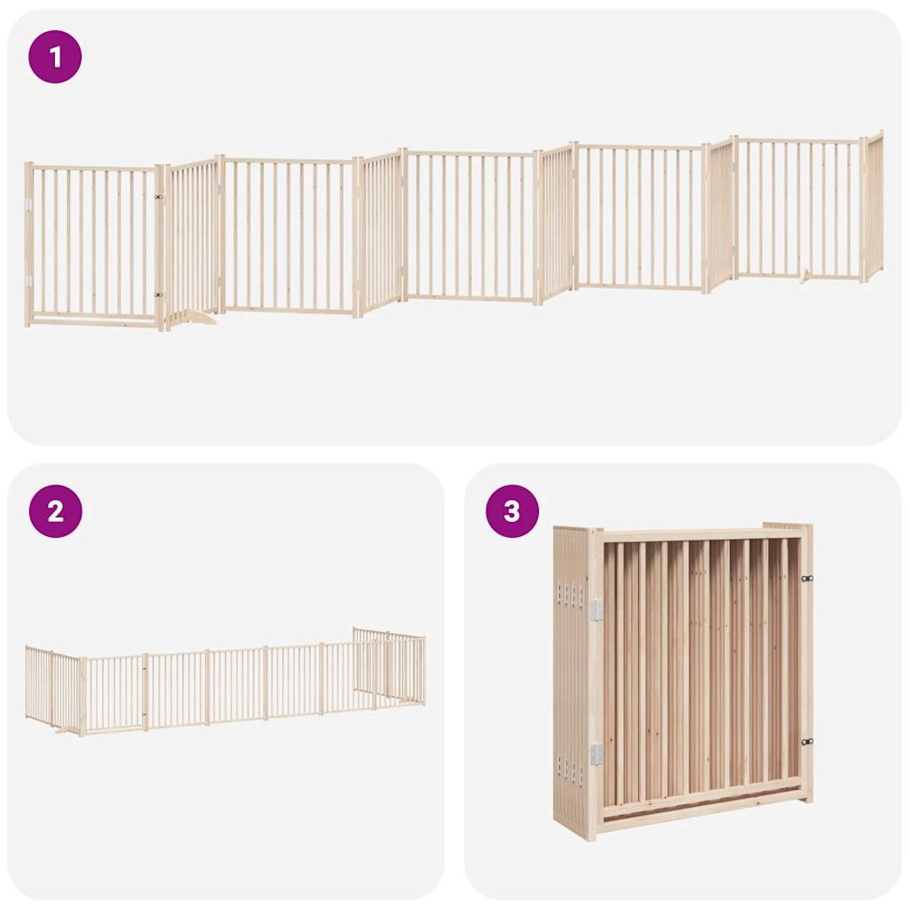 vidaXL Puerta para perros plegable 10 paneles madera de álamo 800 cm