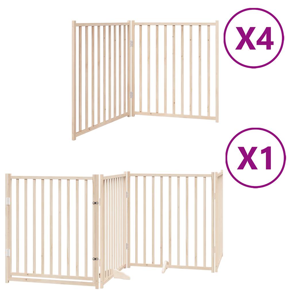 vidaXL Puerta para perros plegable 12 paneles madera de álamo 960 cm