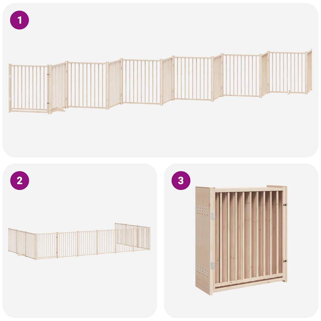 vidaXL Puerta para perros plegable 12 paneles madera de álamo 960 cm