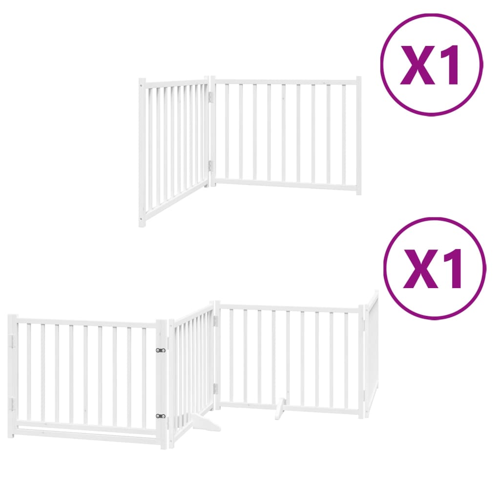 vidaXL Puerta de perros plegable 6 paneles madera álamo blanca 480 cm