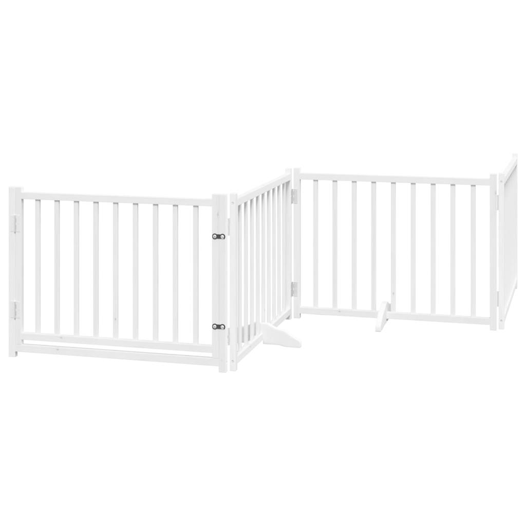 vidaXL Puerta de perros plegable 6 paneles madera álamo blanca 480 cm