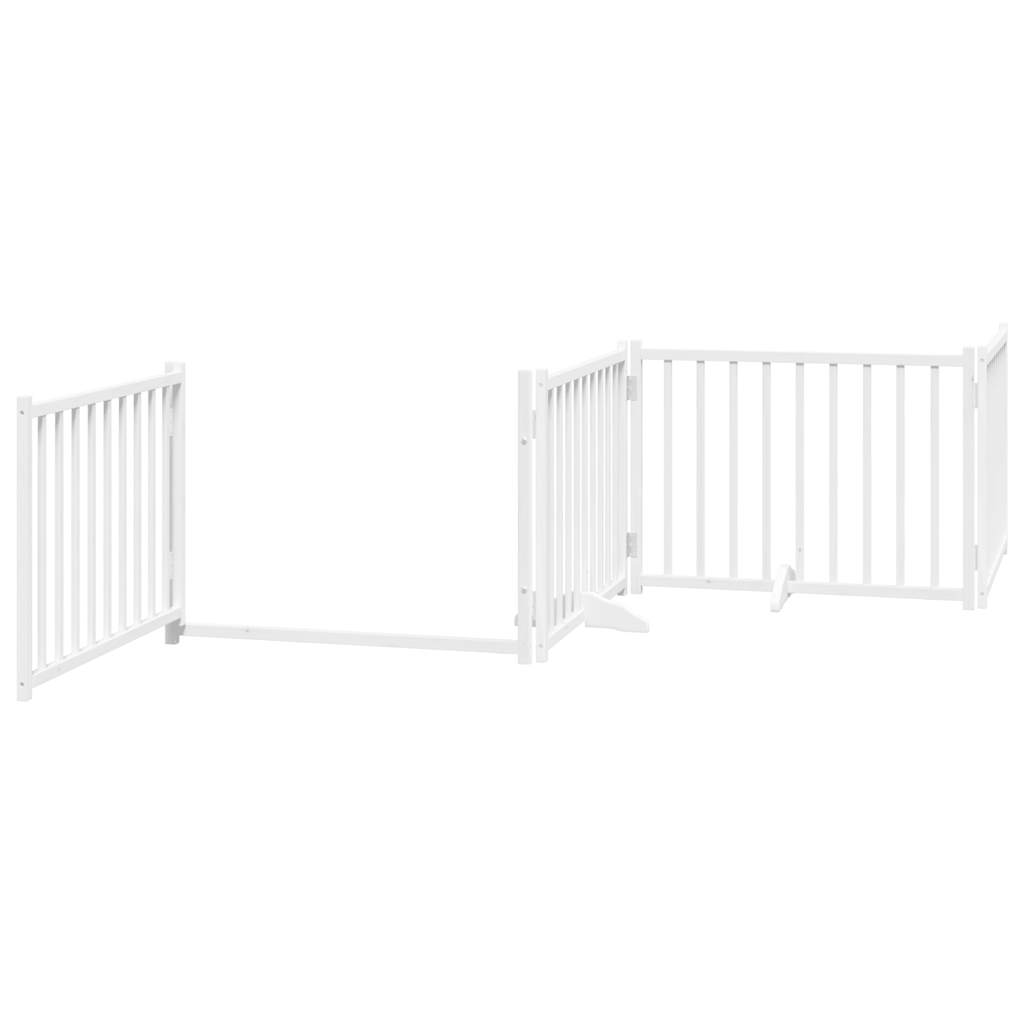 vidaXL Puerta de perros plegable 6 paneles madera álamo blanca 480 cm