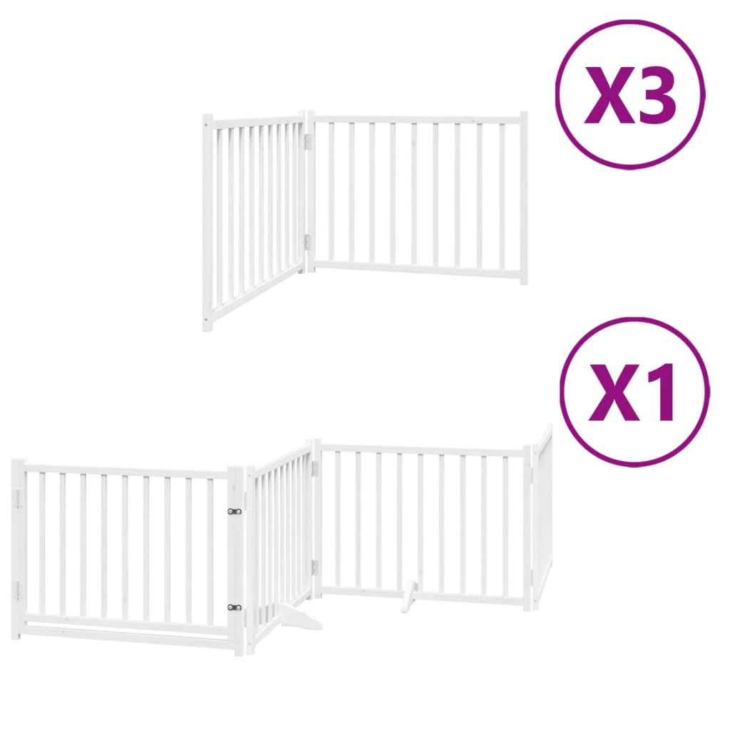 vidaXL Puerta de perros plegable 10 paneles madera álamo blanca 800 cm