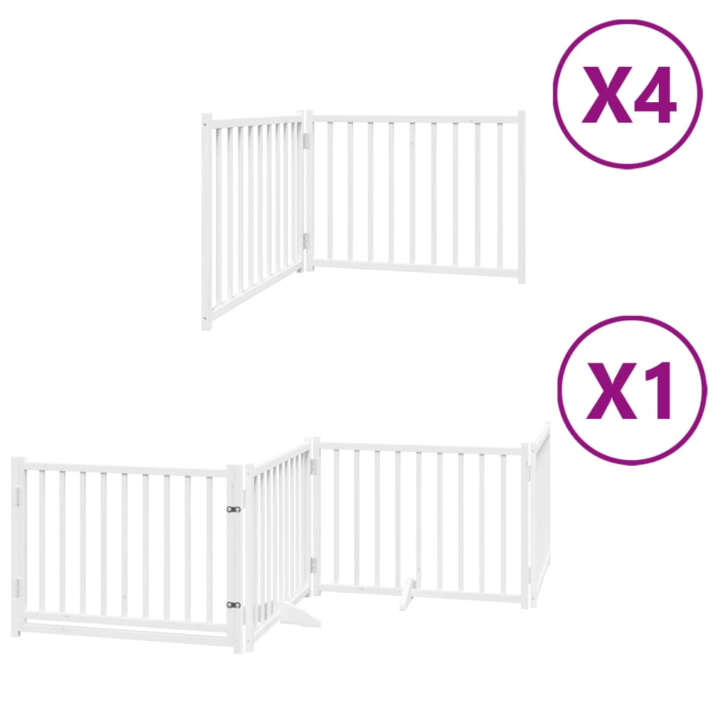 vidaXL Puerta de perros plegable 12 paneles madera álamo blanca 960 cm