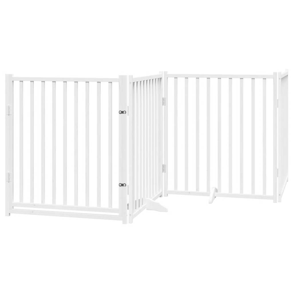 vidaXL Puerta de perros plegable 6 paneles madera álamo blanca 480 cm