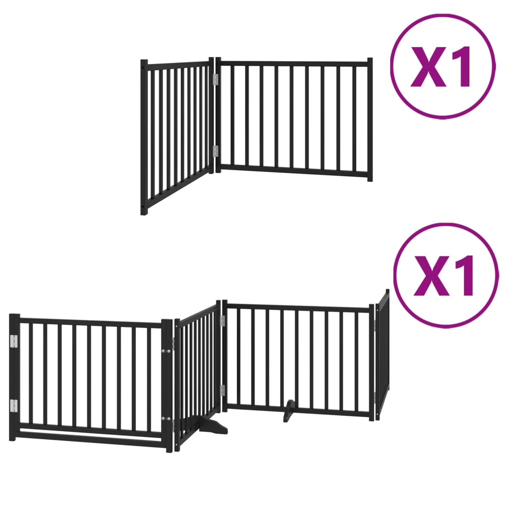 vidaXL Puerta para perros plegable 6 paneles madera álamo negra 480 cm