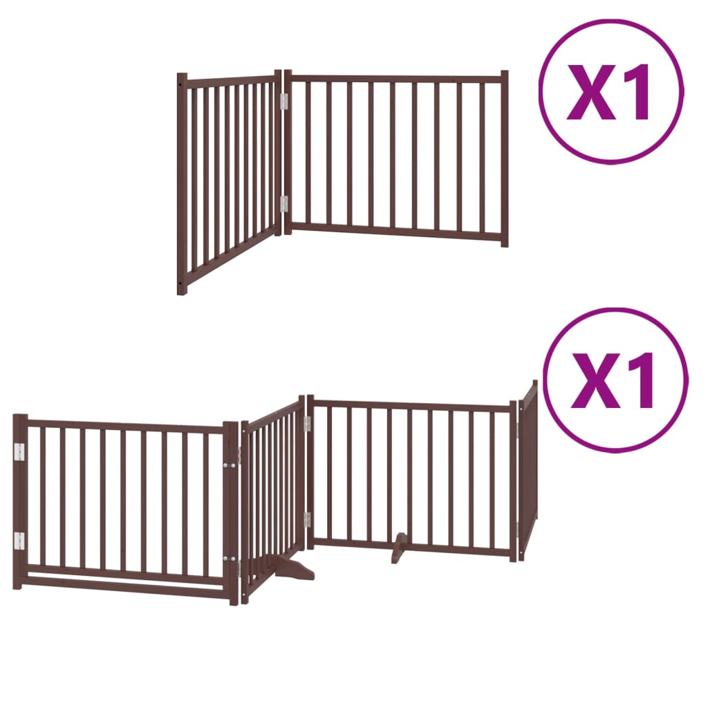 vidaXL Puerta de perros plegable 6 paneles madera álamo marrón 480 cm