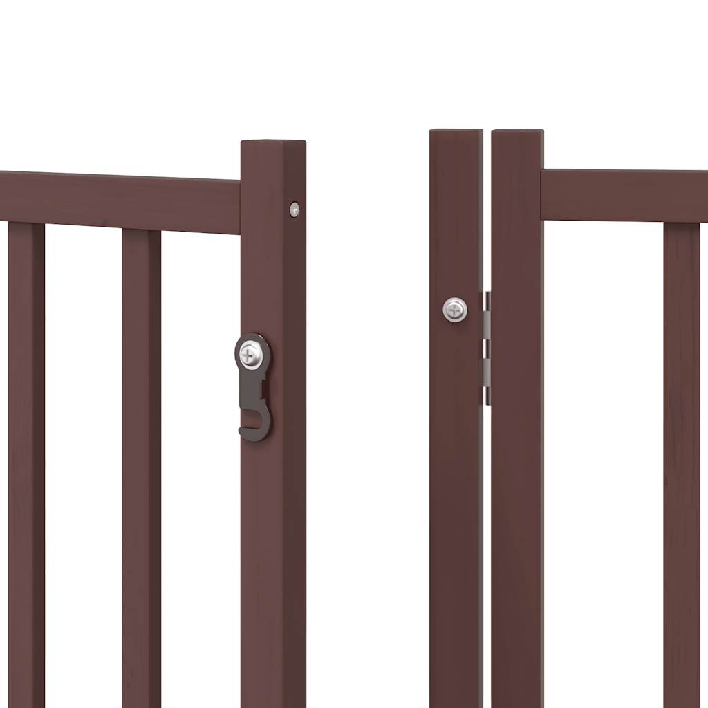 vidaXL Puerta de perros plegable 6 paneles madera álamo marrón 480 cm