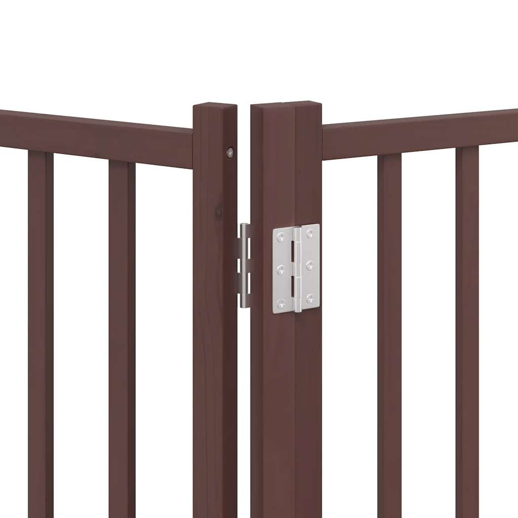 vidaXL Puerta de perros plegable 8 paneles madera álamo marrón 640 cm