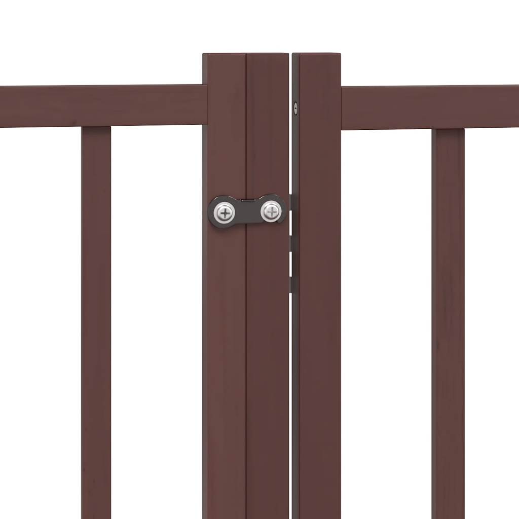 vidaXL Puerta de perros plegable 10 paneles madera álamo marrón 800 cm